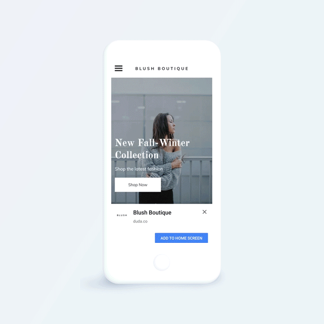 An icon on a mobile device is clicked and the website reopens.